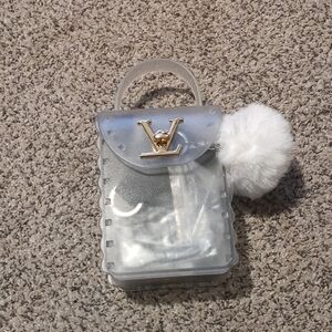 Transparent Designer Mini Bag with White Pom Pom